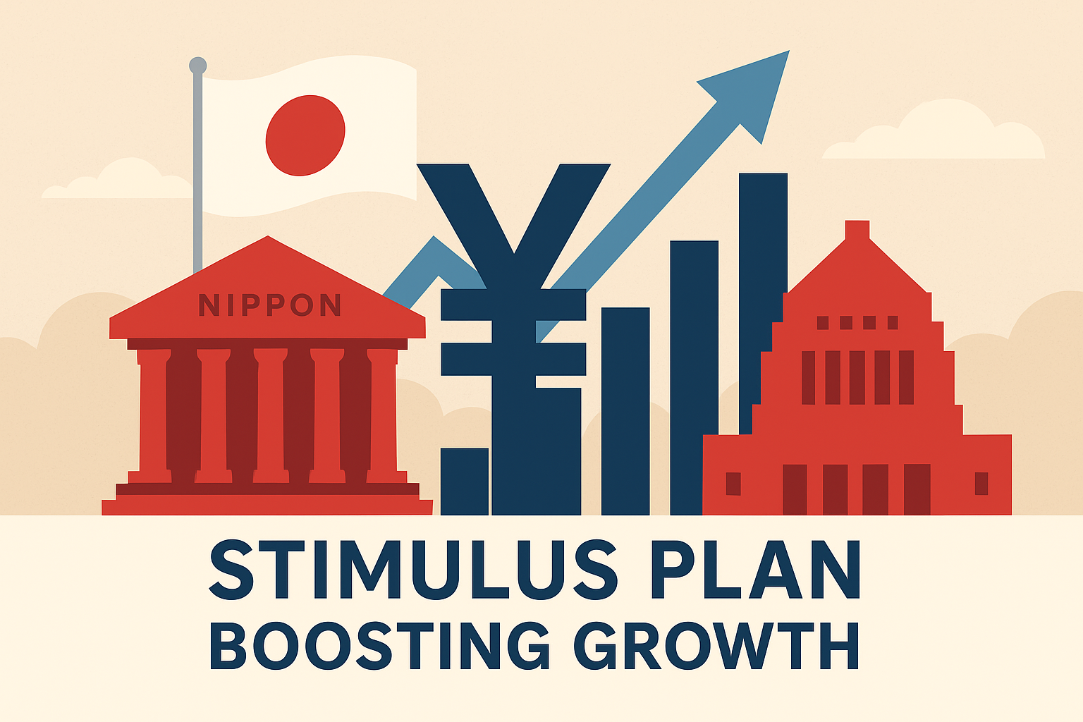 Vector illustration symbolizing Japan’s economic stimulus and growth focus.