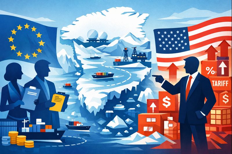 EU and US face off over Greenland as trade tensions and tariff threats escalate in the Arctic region.